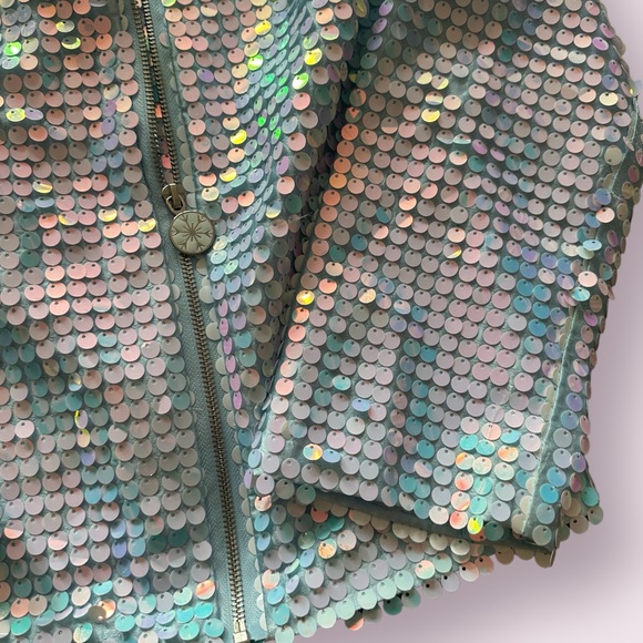 Girls Disney Frozen II All Over Large Sequin Sparkly Zip Up Jacket Elsa Lining - Picture 3 of 11